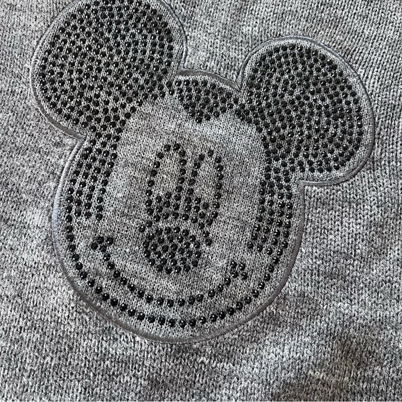 EUC Disney Mickey Mouse Embellished Scarf in Gray and Black - Picture 2 of 6